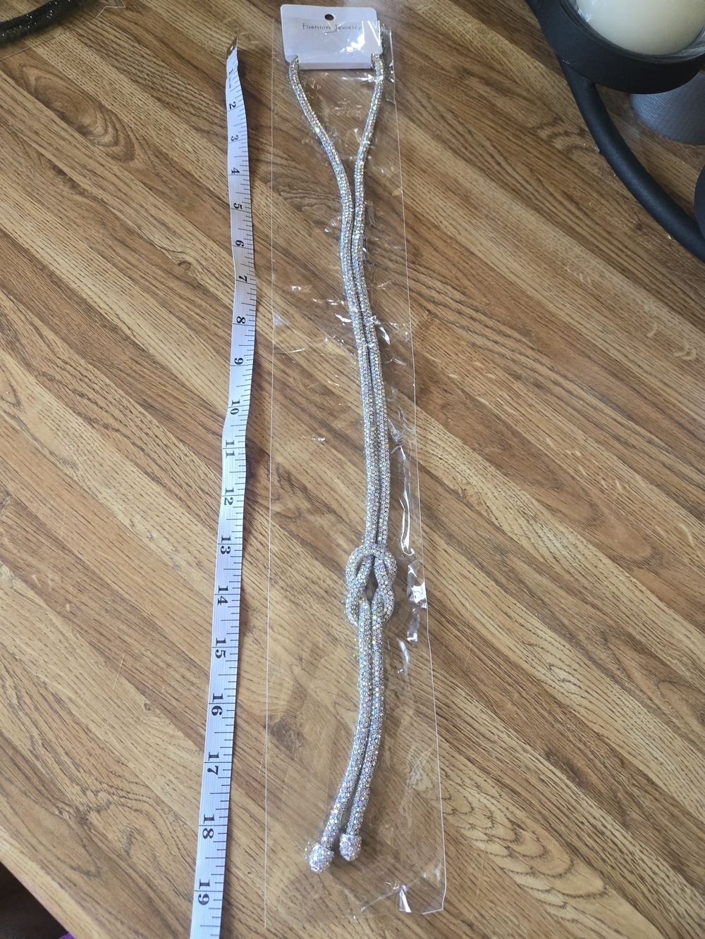 Fashion Jewelry Silver Sparkle Knotted Rope Necklace